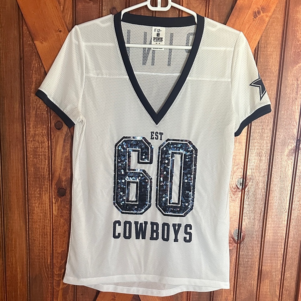 PINK Victoria's Secret White Cowboys Jersey